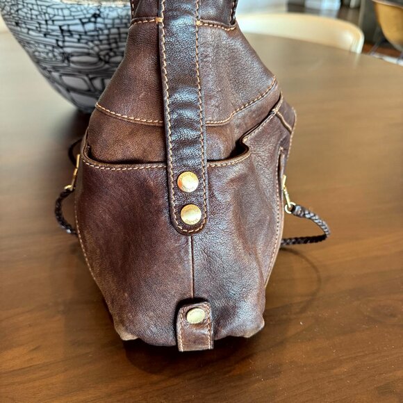 Andrew Marc Brown Leather Hobo Shoulder Handbag Satchel Medium - Picture 9 of 16